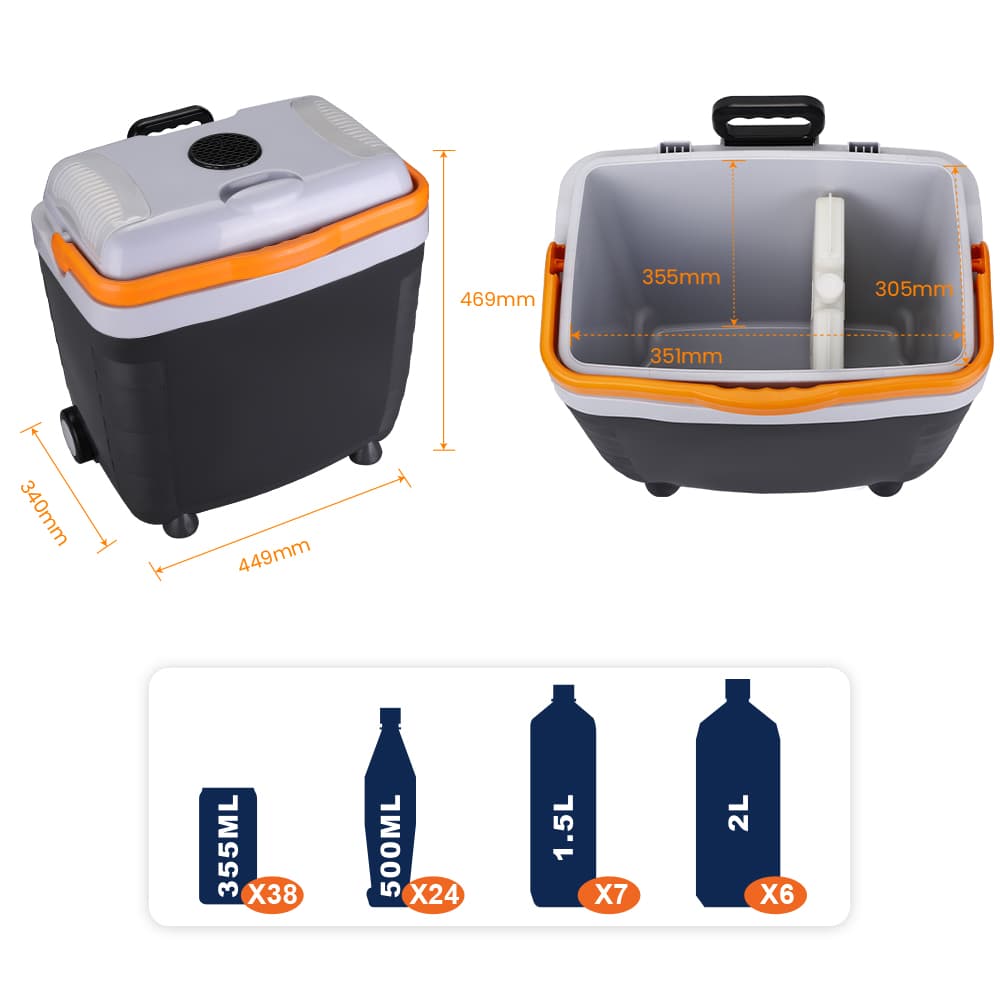 Glacière et Réchauffeur Thermoélectrique Portable 28L avec Roues - ثلاجة وسخان متنقل سعة 28 لتر - Vacance & Loisir - صورة 7