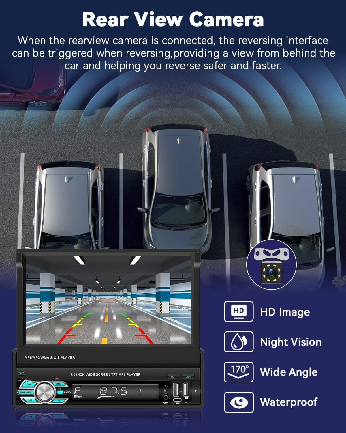 Autoradio Rétractable Tactile 7 Pouces Wireless CarPlay Android Auto 32+2GB - راديو السيارة الذكي بنظام أندرويد وشاشة 7 بوصة قابلة للطي - Accessoires Auto/Moto - صورة 7