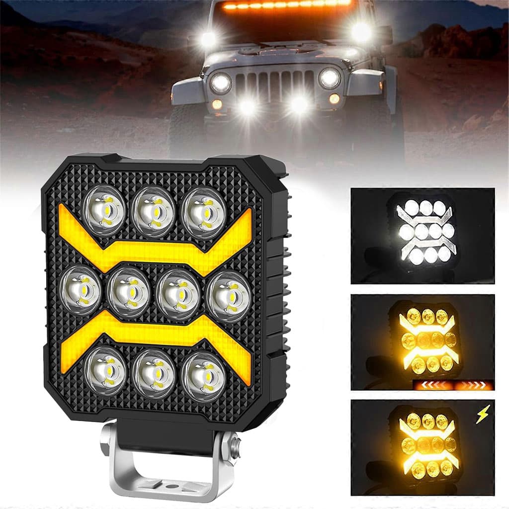 Phare LED Anti-brouillard 1PCS avec 5 Modes d’éclairage 12V-24V IP68 étanche – مصباح عالي السطوع للسيارات والدراجات النارية — صورة 1