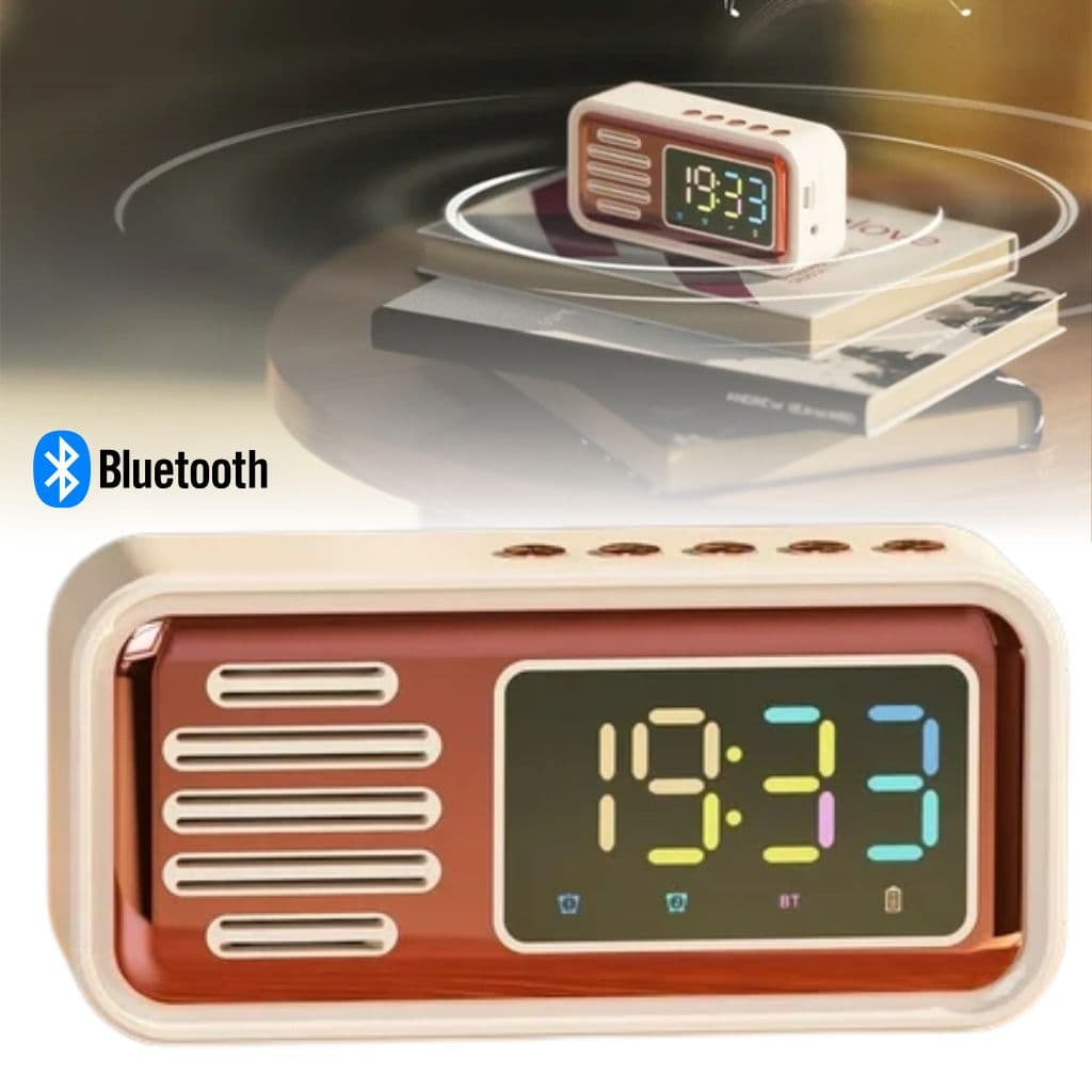 Réveil Bluetooth Rétro avec Haut-Parleur et Fonction IPX5 – ساعة منبه بلوتوث مع مكبر صوت — صورة 1