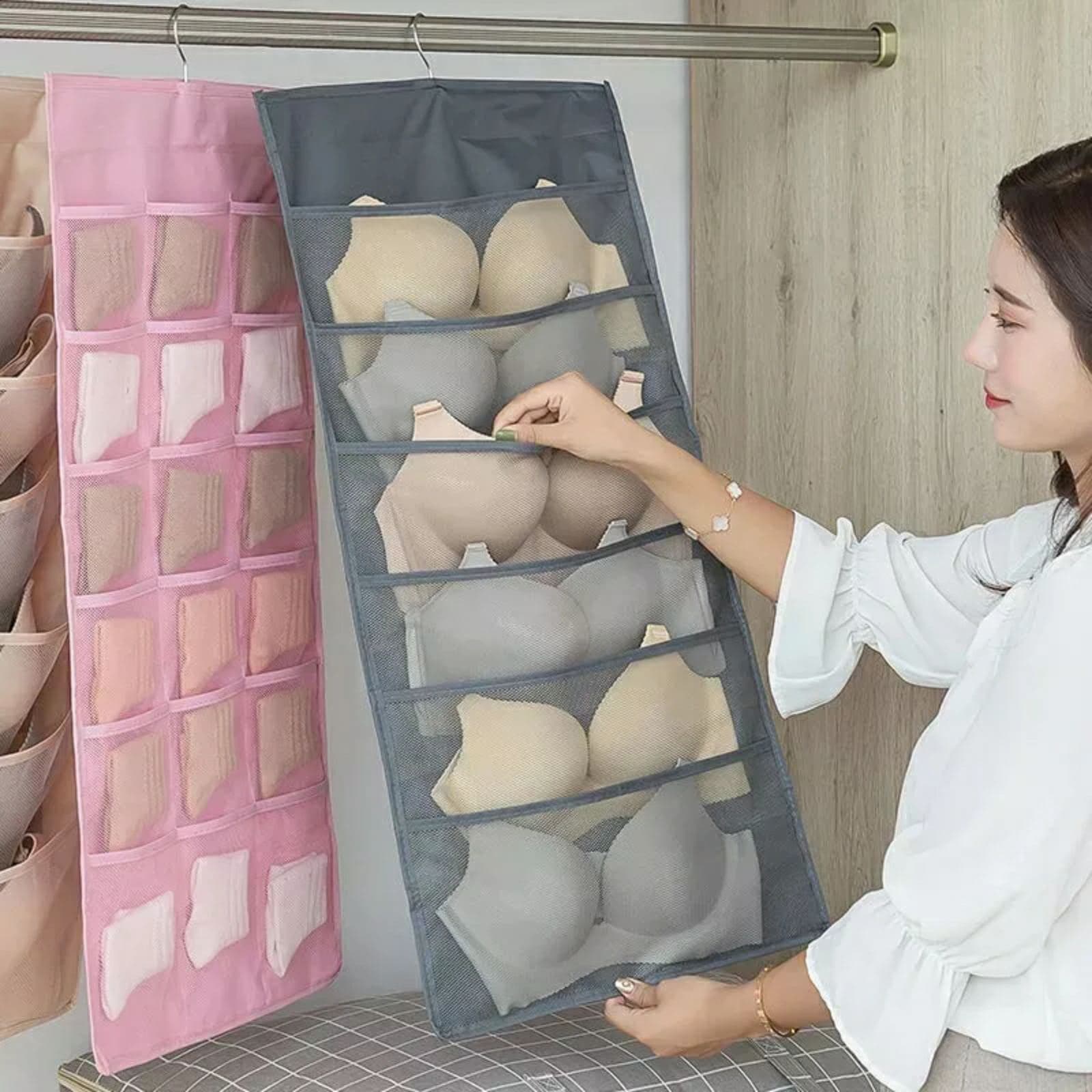 Organisateur de sous-vêtements multi-poches Double face suspendu de chaussettes de soutien-gorge — صورة 1