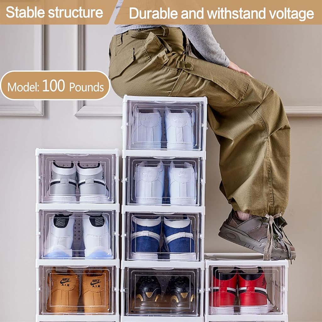 Étagère à chaussures pliable transparente à 6 niveaux facile à ranger – منظم أحذية قابل للطي وسهل التركيب — صورة 3