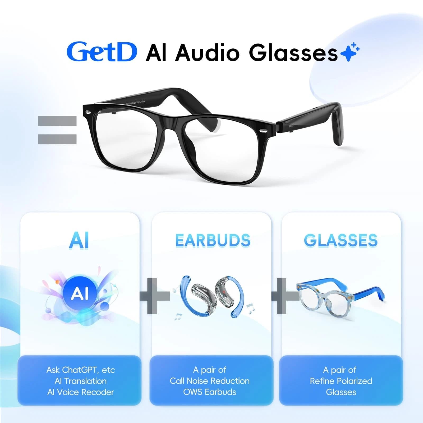 Lunettes Connectées GS03 de Traduction IA et Audio Open-Ear Bluetooth 5.4 - نظارات المترجم الذكية بالذكاء الاصطناعي - Électronique - صورة 11