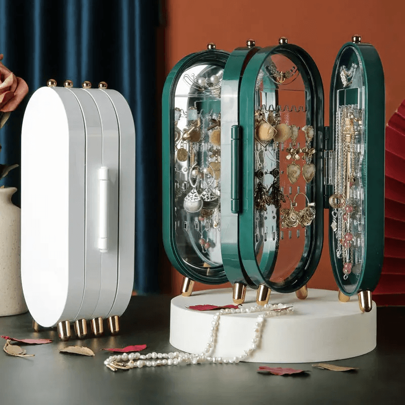 Présentoir Boîte de rangement de bijoux pliable, organisateur de boucles d’oreilles, — صورة 2