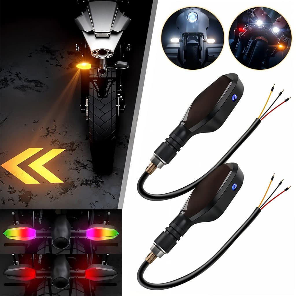 Clignotants LED pour moto avec Projection couleur et 27 modes de Signal – إشارة دراجات نارية ملونة — صورة 1