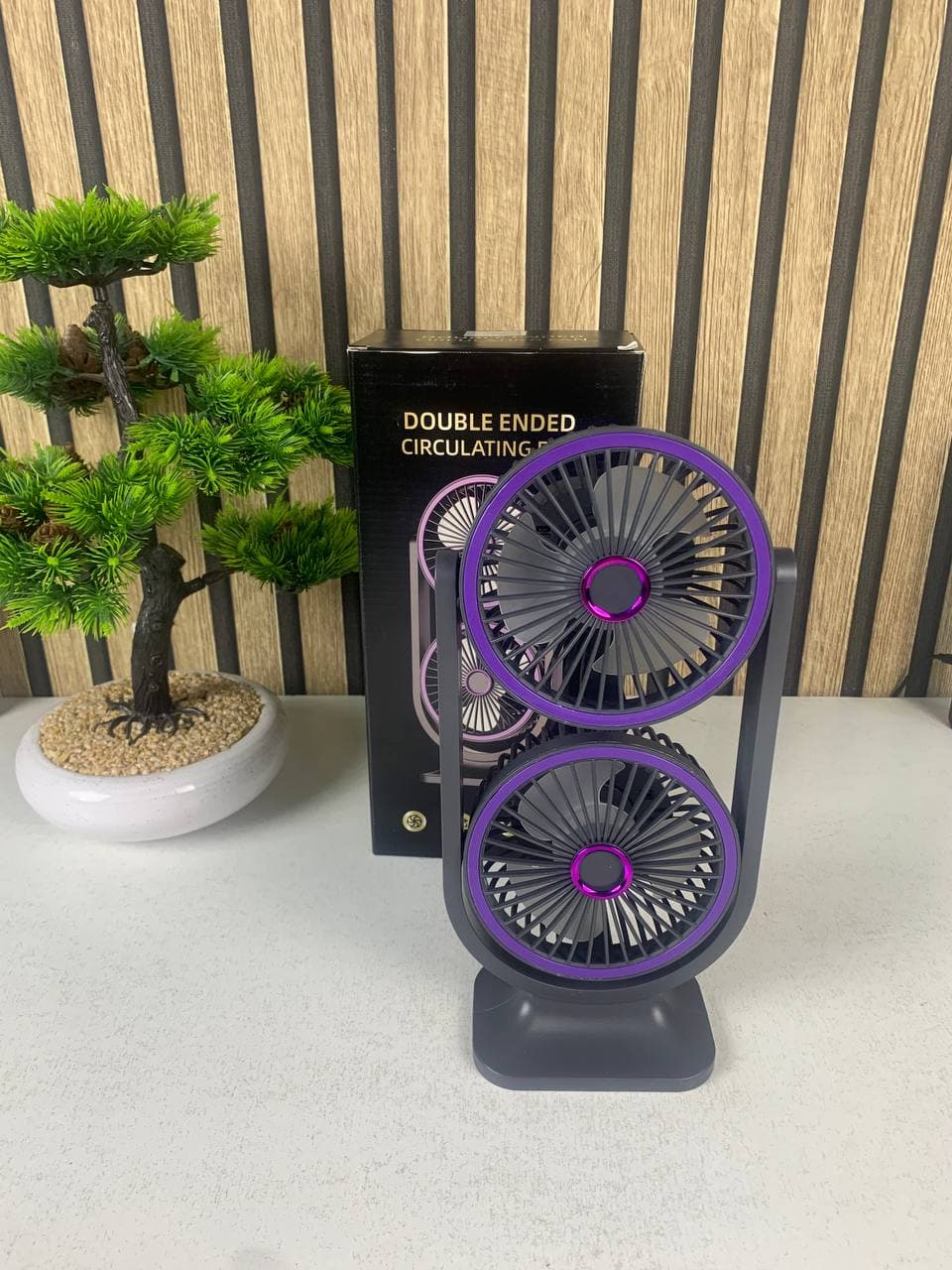 Ventilateur de Bureau Double Tête Rechargeable USB - مروحة المكتب المكتبية المزدوجة بـ 3 سرعات - Camping et Randonnée - صورة حقيقية 12
