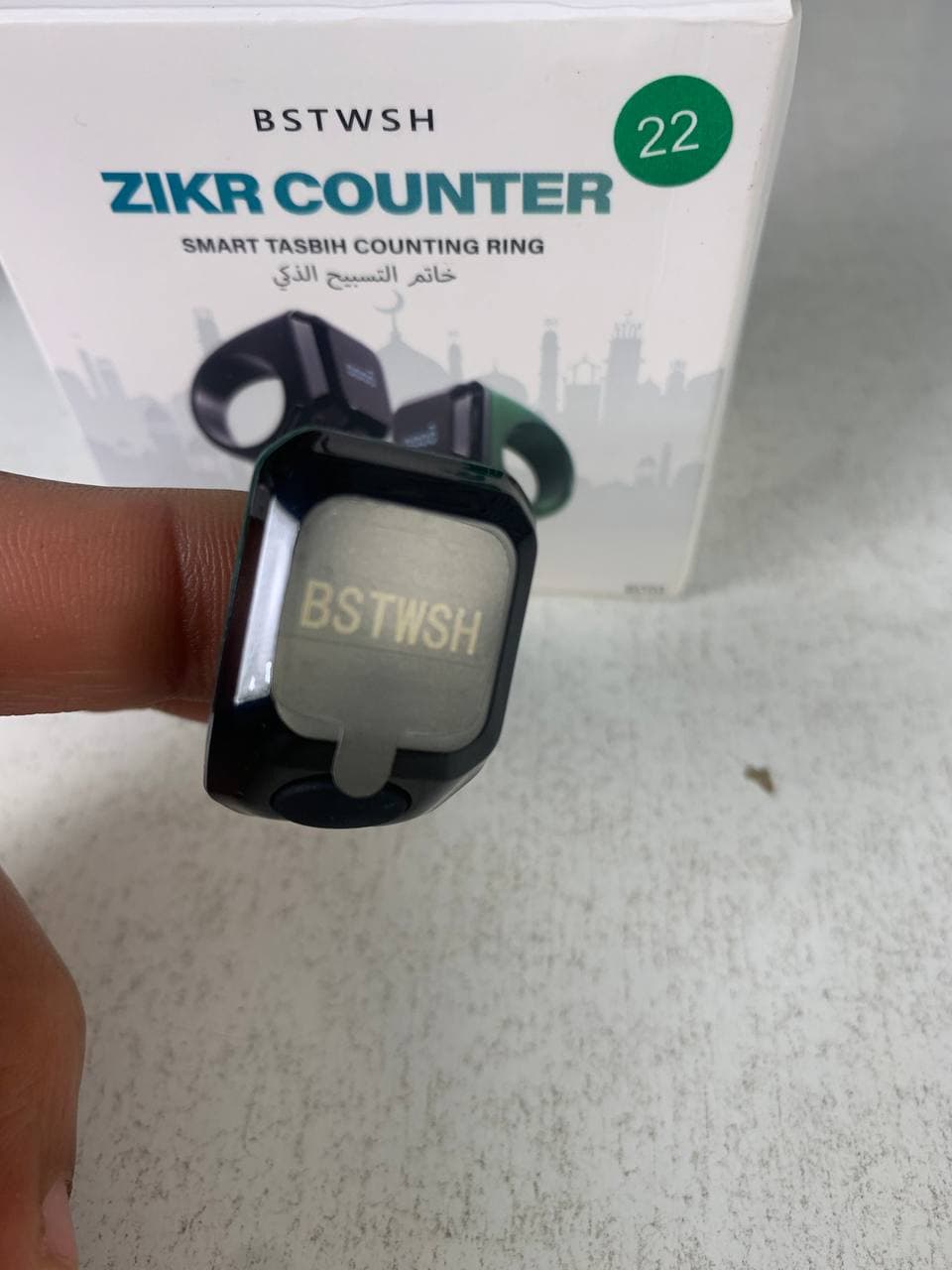 خاتم تسبيح ذكي | Anneau Zikr Bluetooth OLED | يعمل بتطبيق هاتف — صورة حقيقية 14