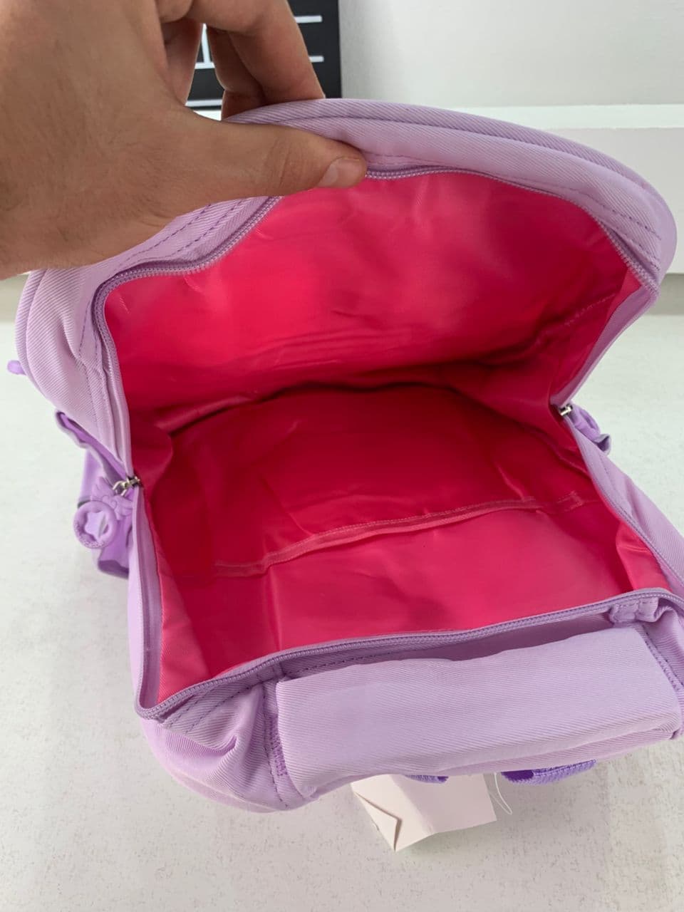 Sac à Dos Enfant Ludique avec Plusieurs Compartiment et un Peluche LM-5122 Mauve – حقيبة ظهر للأطفال بنفسجي — صورة حقيقية 6