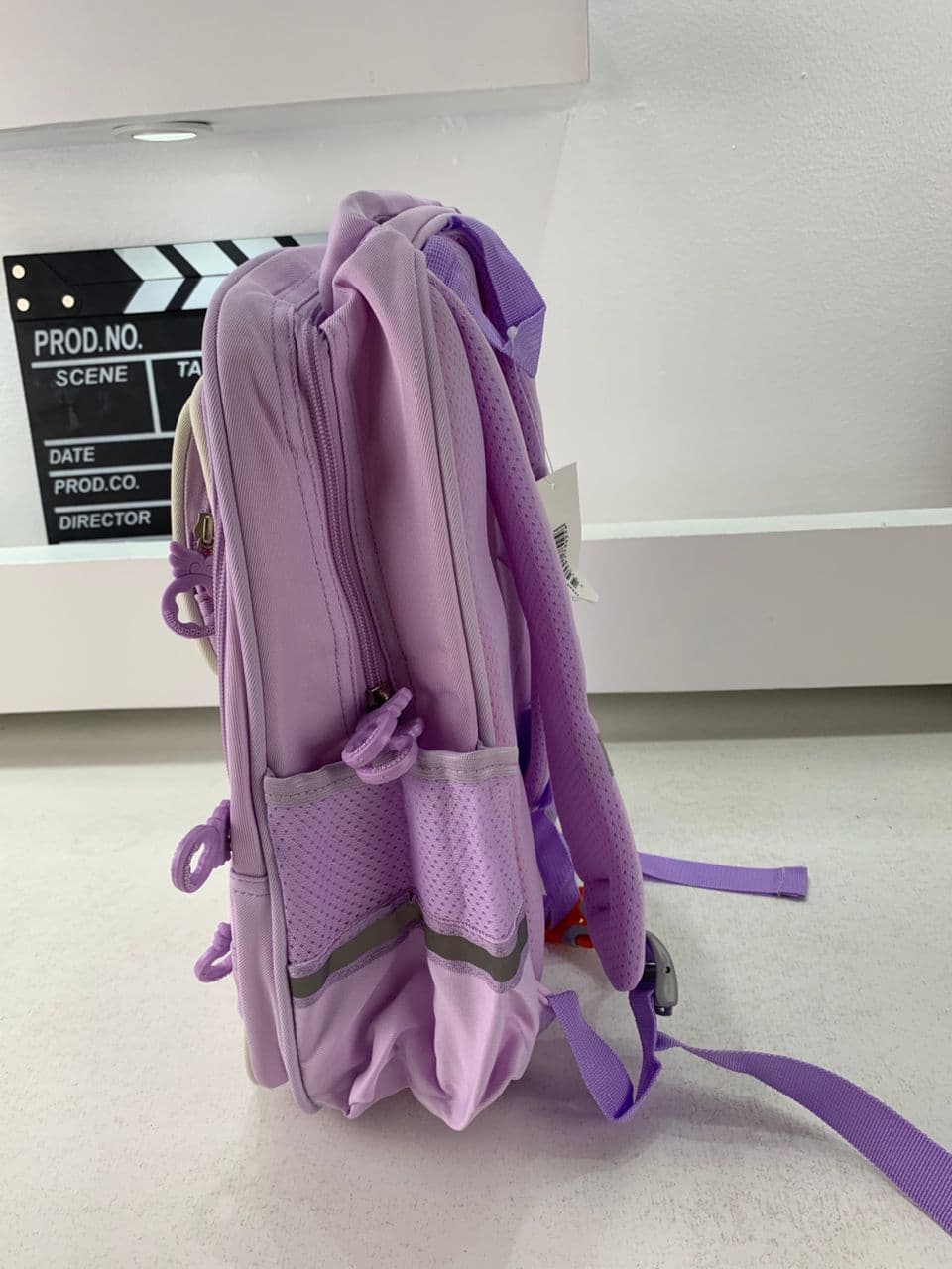 Sac à Dos Enfant Ludique avec Plusieurs Compartiment et un Peluche LM-5122 Mauve – حقيبة ظهر للأطفال بنفسجي — صورة حقيقية 5