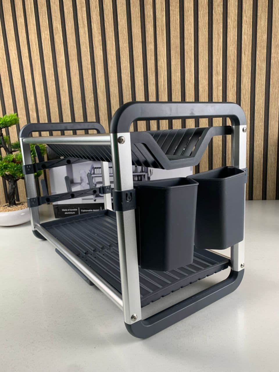 Egouttoir à Vaisselle en Aluminium de Haute Qualité 2 étages SX-842 – منظم أواني الغسيل — صورة حقيقية 9