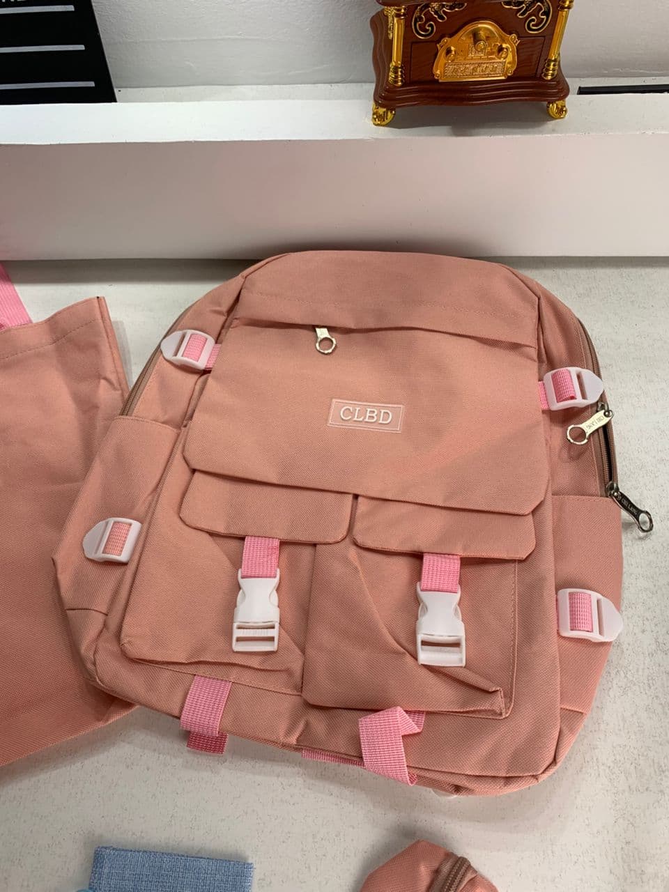 Ensemble de sacs d’école Kawai pour adolescents 5Pcs CLBD V2 Rose – محفظة 5 قطع كاواي وردي — صورة حقيقية 6