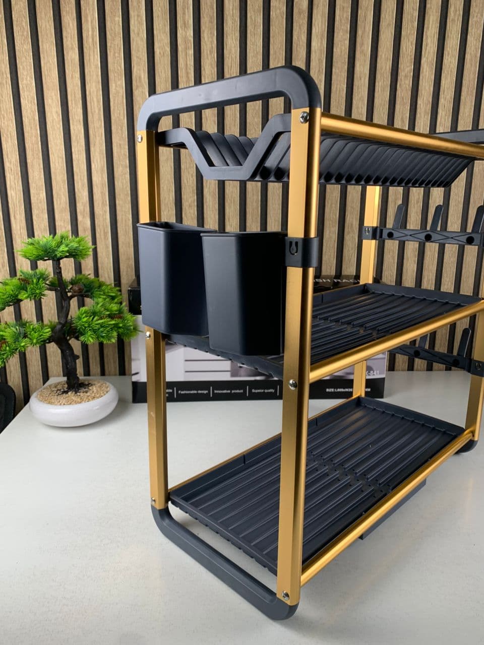 Egouttoir à Vaisselle en Aluminium de Haute Qualité 3 étages SX-841 – منظم أواني الغسيل — صورة حقيقية 9