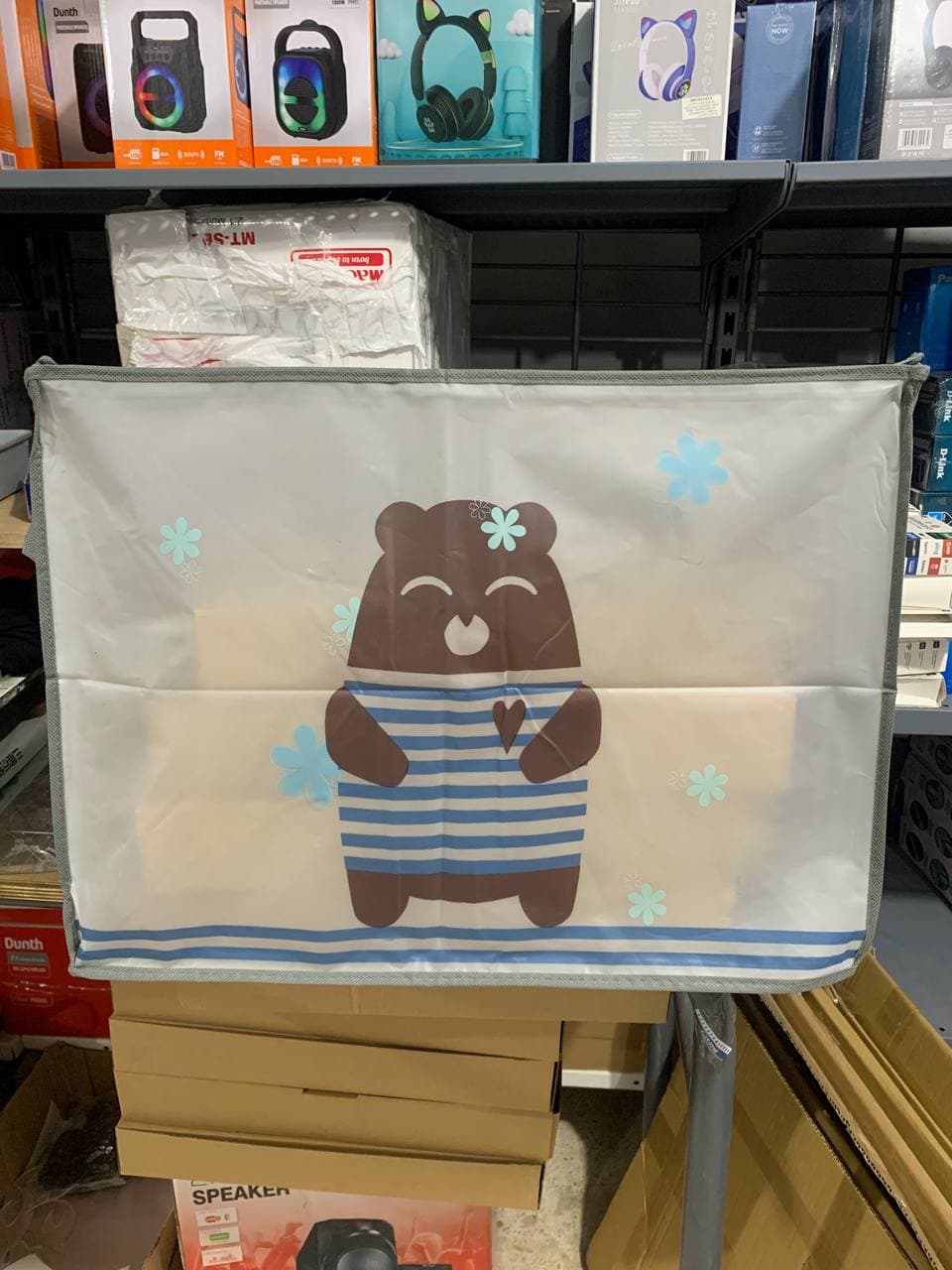 Pack 2 Sac de rangement Pliable pour vêtements à motifs de dessins animés Grande capacité - طقم2 قطع حقيبة تخزين ذات سعة كبيرة لللحاف والملابس — صورة حقيقية 11