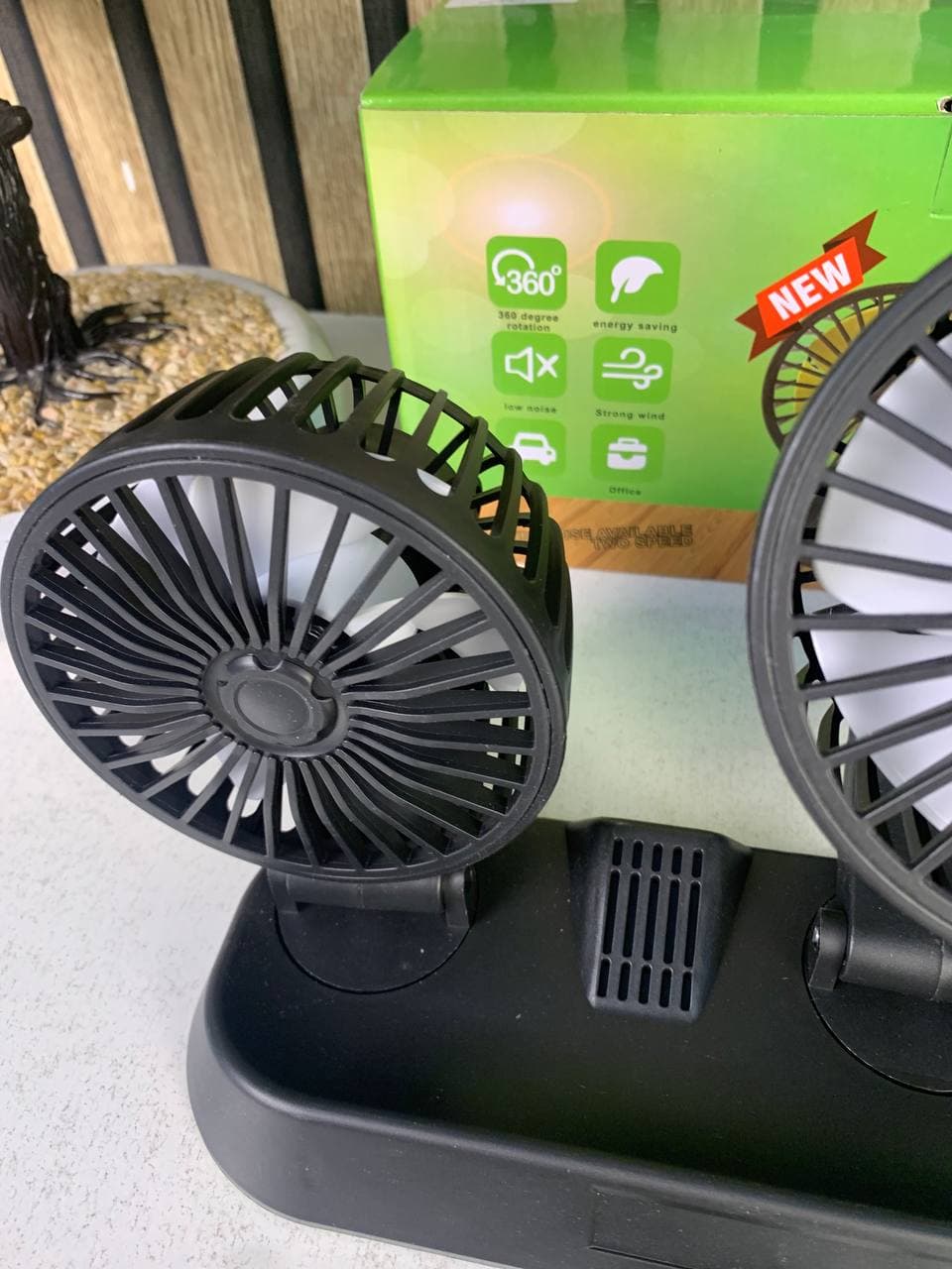 Ventilateur de Voiture USB Haute Vitesse 360° Réglable 3 Têtes 12/ 24 V - مروحة سيارة قابلة للتعديل بزاوية 360 درجة بثلاثة رؤوس - Accessoires Auto/Moto - صورة حقيقية 11