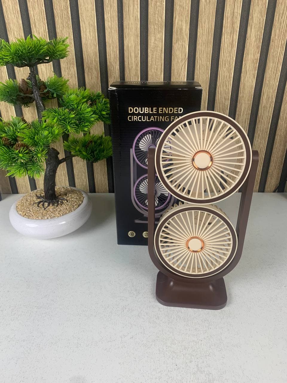 Ventilateur de Bureau Double Tête Rechargeable USB - مروحة المكتب المكتبية المزدوجة بـ 3 سرعات - Camping et Randonnée - صورة حقيقية 13