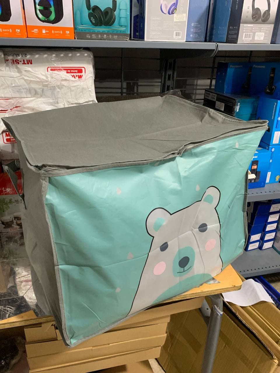 Pack 2 Sac de rangement Pliable pour vêtements à motifs de dessins animés Grande capacité - طقم2 قطع حقيبة تخزين ذات سعة كبيرة لللحاف والملابس — صورة حقيقية 14