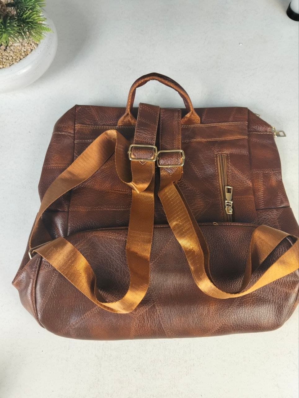 Sac à dos rétro en cuir synthétique pour femme - حقيبة ظهر نسائية من الجلد - Sac à dos et Mode - صورة حقيقية 9