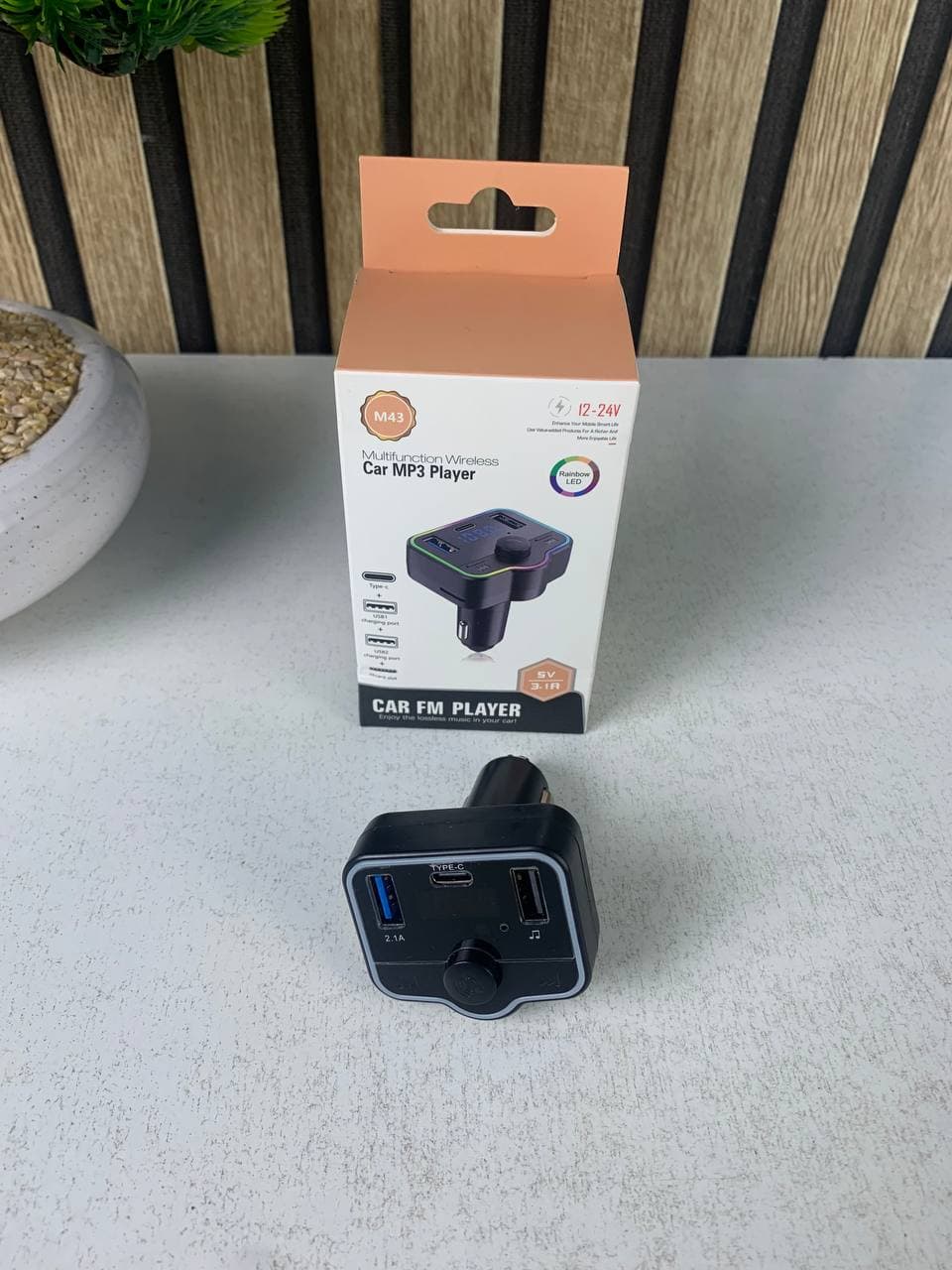 شاحن سيارة متعدد المنافذ | Transmetteur FM Bluetooth | 12-24V — صورة حقيقية 5