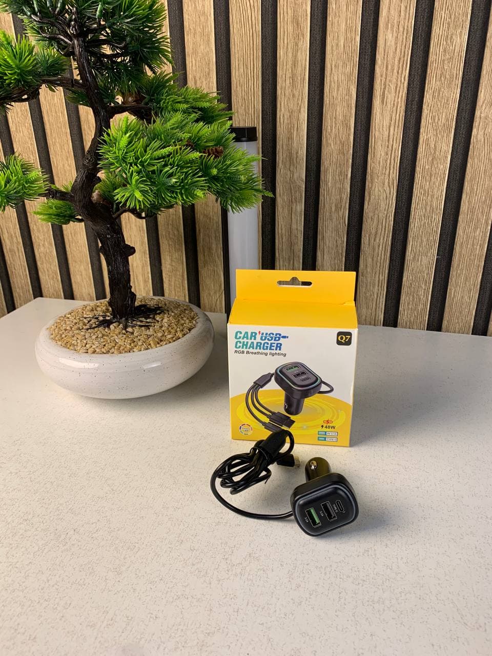 شاحن سيارة 3 منافذ | Chargeur 3 Ports Câble 3 en 1 | Lightning Type-C Micro USB — صورة حقيقية 10