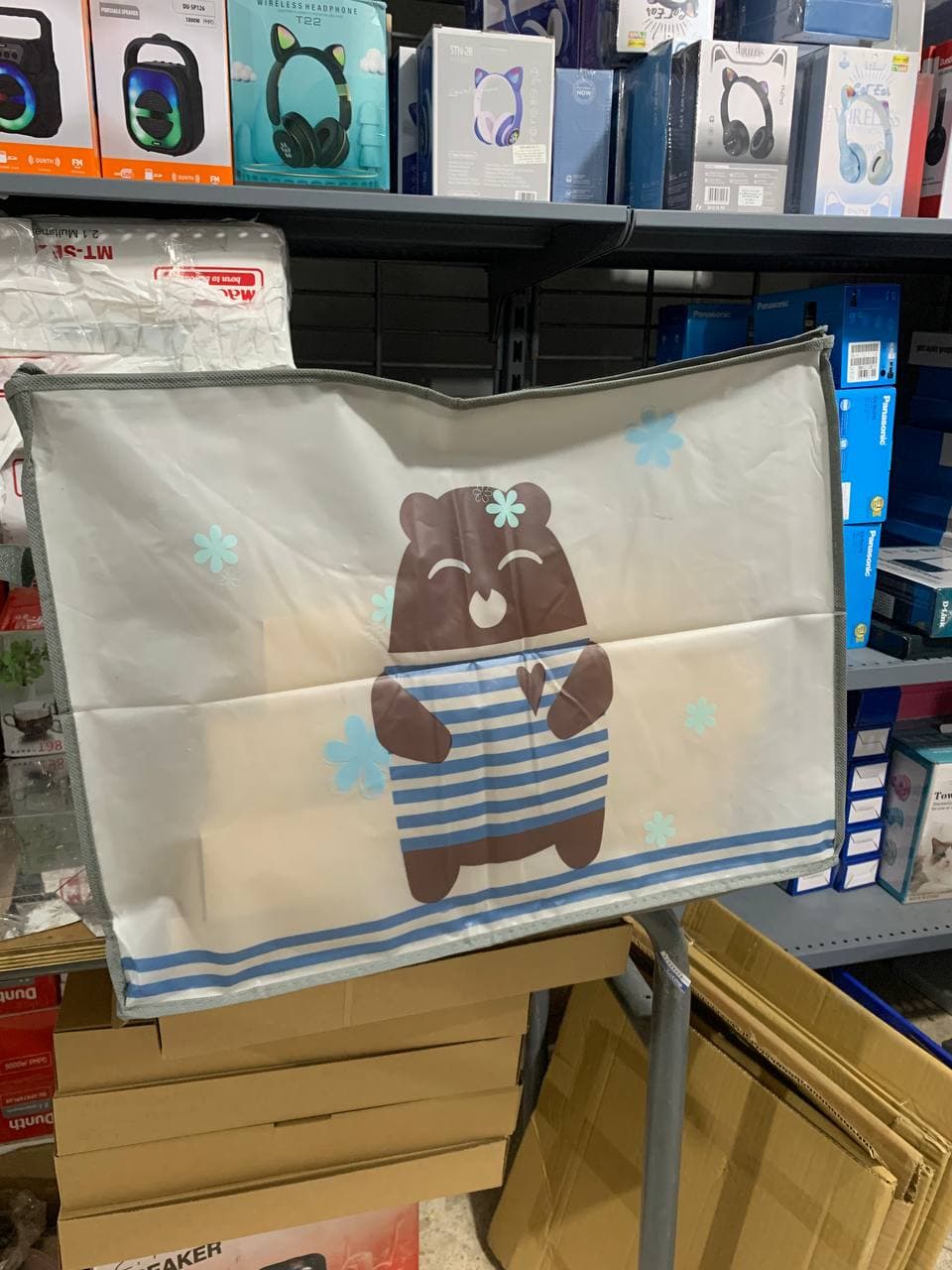 Pack 2 Sac de rangement Pliable pour vêtements à motifs de dessins animés Grande capacité - طقم2 قطع حقيبة تخزين ذات سعة كبيرة لللحاف والملابس — صورة حقيقية 13