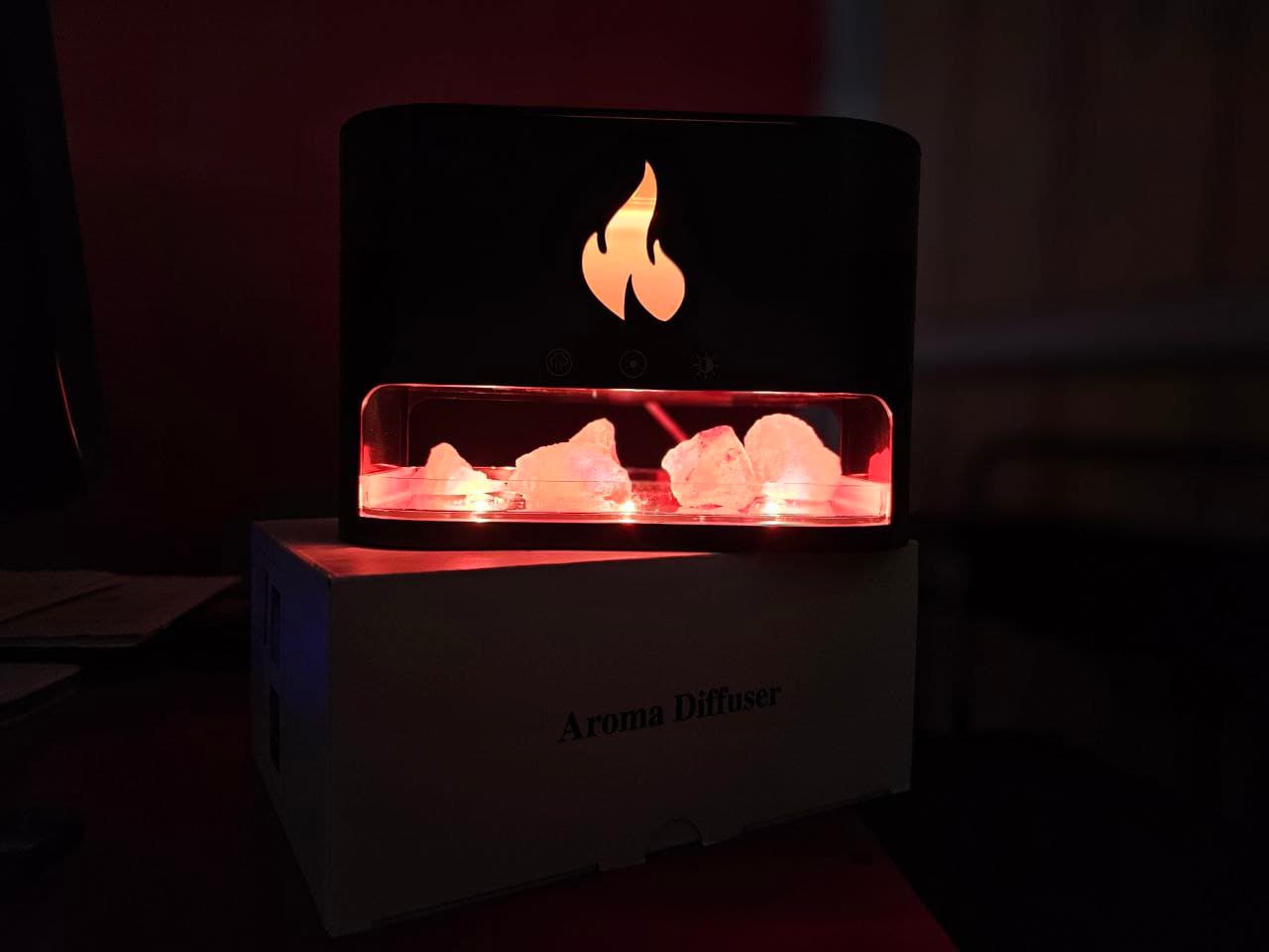 Diffuseur d'huiles essentielles flamme avec des roches de sel de cristal 250ML - موزع روائح الزيوت العطرية باللهب مع صخور الملح الكريستالي 250 مل — صورة حقيقية 5
