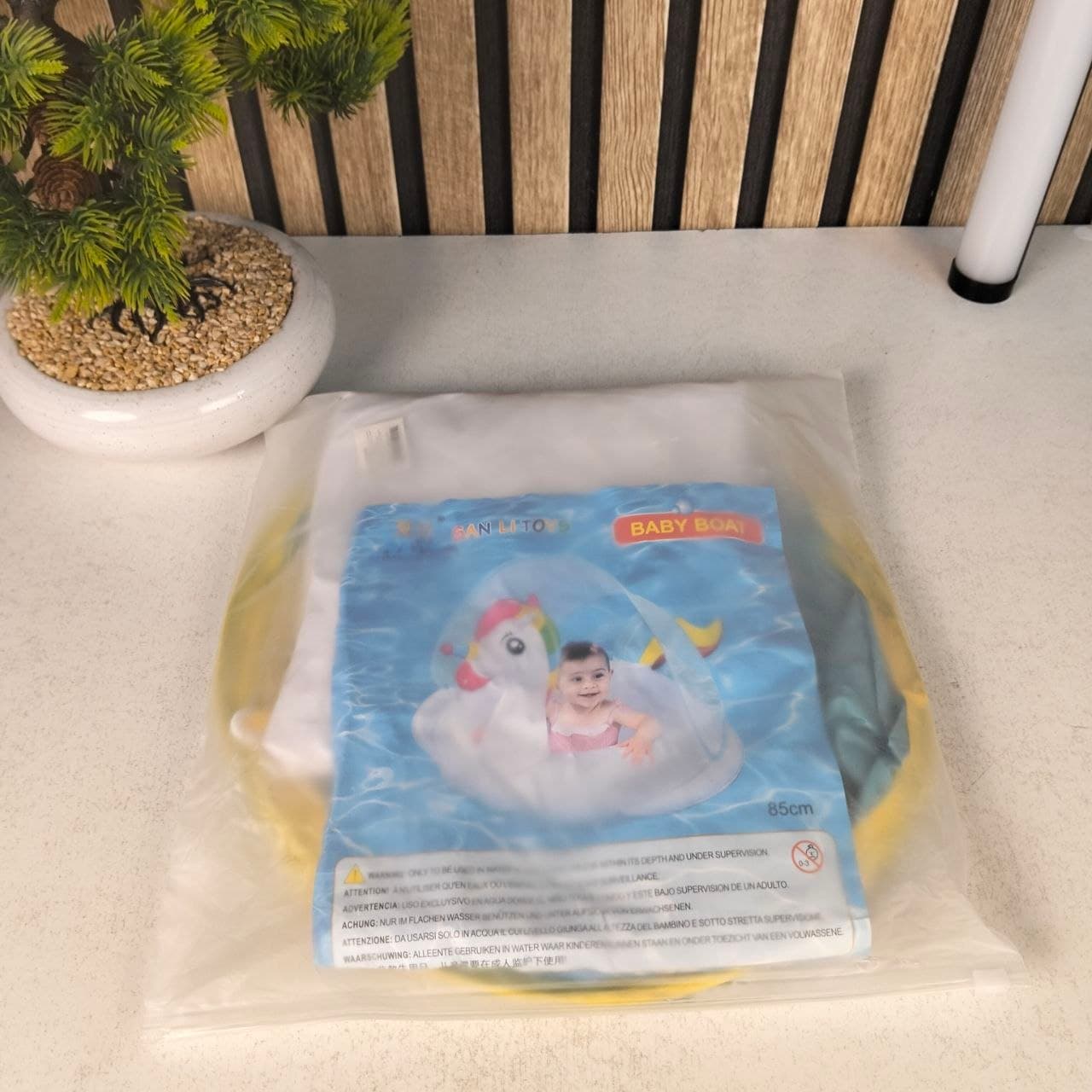Bouée Flotteur Licorne pour Bébé avec Parasol Anti-UV - عوامة المسبح للأطفال بتصميم وحيد القرن مع مظلة حماية - Camping et Randonnée - صورة حقيقية 10