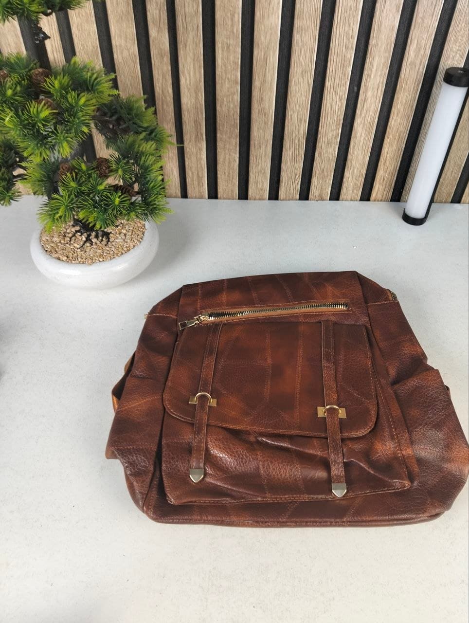 Sac à dos rétro en cuir synthétique pour femme - حقيبة ظهر نسائية من الجلد - Sac à dos et Mode - صورة حقيقية 10