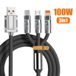 Câble de charge Rapide 3en1 Câble USB de 1.2 m avec 3 connecteurs 100W – كابل شحن سريع