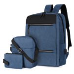 Sac à dos homme avec sac bandoulière et trousse 3en1 bleu 2775-11 – محفظة ظهر رجالية 3 قطع أزرق