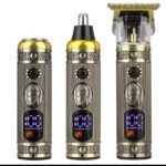 Ensemble de rasoir électrique pour hommes, tondeuse pour barbe et nez, chargeur USB, avec écran LCD