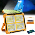 Projecteur LED Rechargeable 150W avec Panneau Solaire – مصباح تخييم عالي السطوع