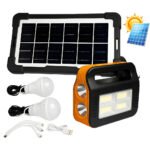 Kit Panneau Solaire portable avec Torche LED Rechargeable et 2 Lampes – طقم مصباح يعمل بالطاقة الشمسية