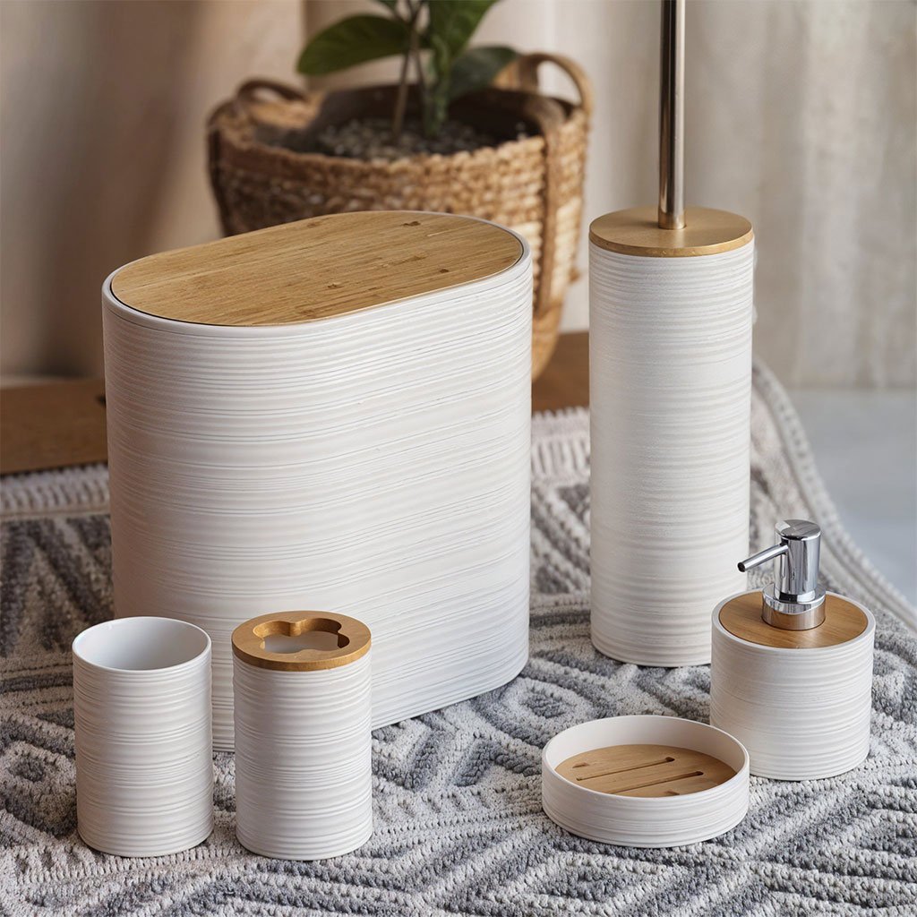 Bathseries-cnc.jpg Ensemble de 6 accessoires de salle de bain design ovales – طقم أدوات الحمام من 6 قطع - الصورة 1