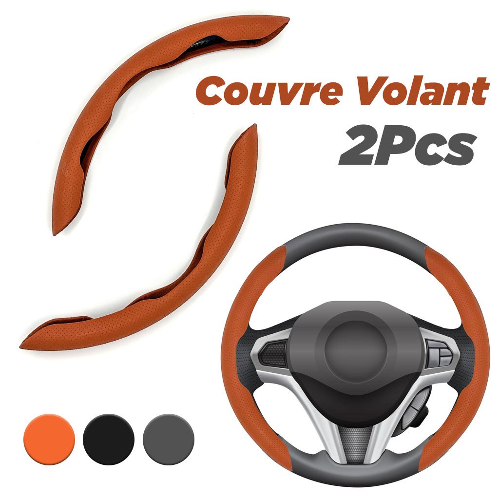 Cache-Volant-2pcs-cnc-2.jpg Couvre Volant Universel en Simili Cuir 2Pcs - الصورة 1
