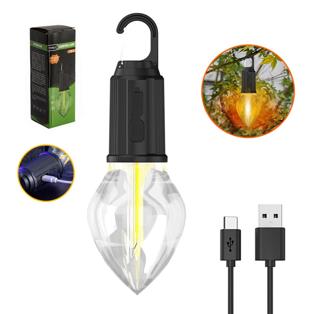 Camping-Lamp-T01-CNC-2.jpg Lampes rechargeables avec crochet à clip, 3 modes d'éclairage - الصورة 1