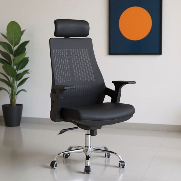 Chaise-bureaux-2-600x600-1.jpg Chaise de Bureau Ergonomique avec base pivotante hauteur réglable – كرسي مكتب مريح وجودة عالية - الصورة 1