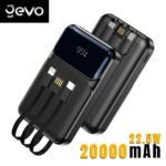 Power Bank Fast Charge Gevo 20000mAh avec Cable intégré LCD Screen – باور بانك سعة 20000ميلي أمبير مع كابلات شحن مدمجة