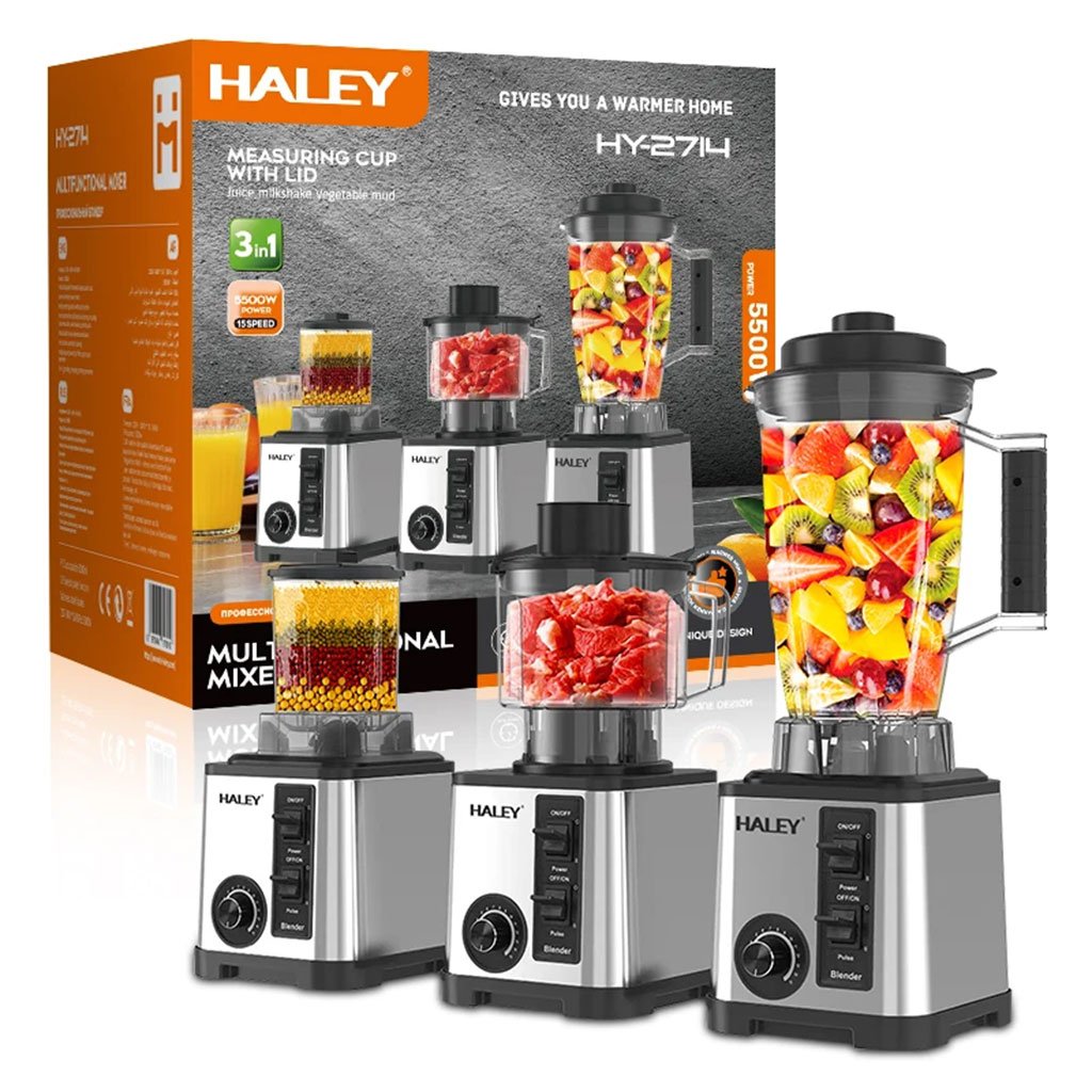 HY-2714-CNC-1.jpg Blender Mixeur Electrique 3 En 1 Avec Mini Hachoir Et Moulin HALEY HY-2714 – خلاط كهربائي 3 في 1 مع مفرمة ومطحنة - الصورة 1
