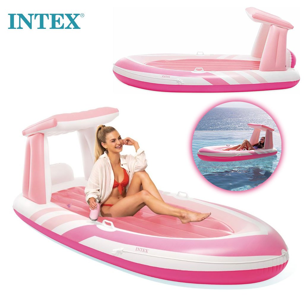 Intex-57804EU-CNC.jpg Matelas Gonflable Pink Paradise avec Toit et Porte-Gobelet Intex 57804EU – فرشة هوائية حجم كبير - الصورة 1
