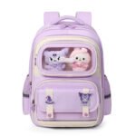 Sac à Dos Enfant Ludique avec Plusieurs Compartiment et un Peluche LM-5122 Mauve – حقيبة ظهر للأطفال بنفسجي