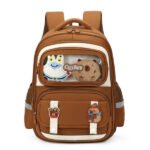 Sac à Dos Enfant Ludique avec Plusieurs Compartiment et un Peluche LM-5122 Marron – حقيبة ظهر للأطفال بني