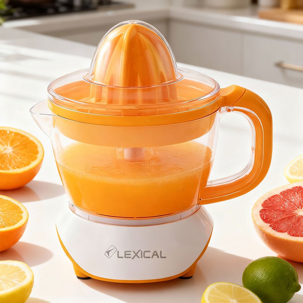 Lexical-Juicer-cnc-1.jpg Presse Agrume électrique 25W à Double rotation LEXICAL – عصارة حمضيات كهربائية - الصورة 1