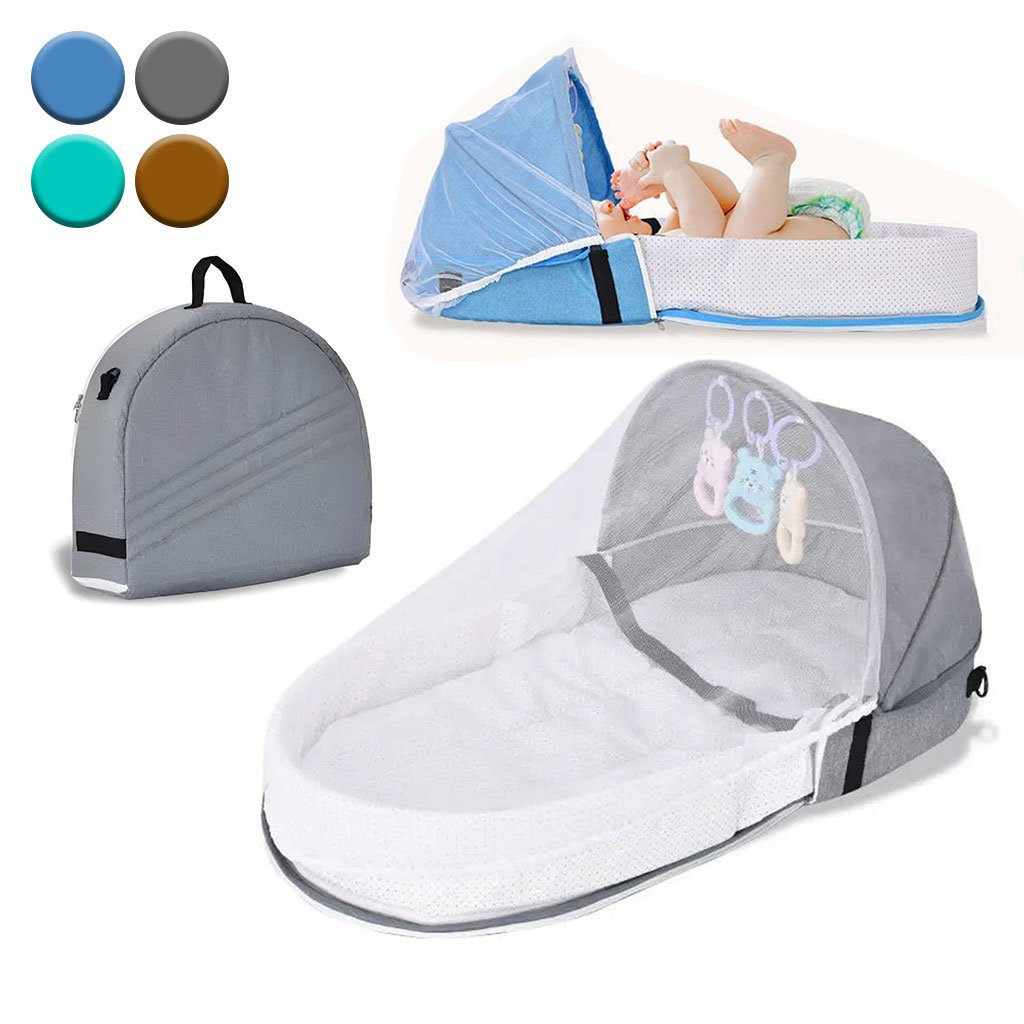 Lit-bebe-moust-CNC-1.jpg Lit et sac à langer pour enfants avec moustiquaire et auvent – سرير أطفال سهل النقل مع ناموسية مدمجة - الصورة 1