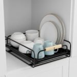 Égouttoir à vaisselle avec poignées en bois pour cuisine – منظم أواني داخل رف المطبخ