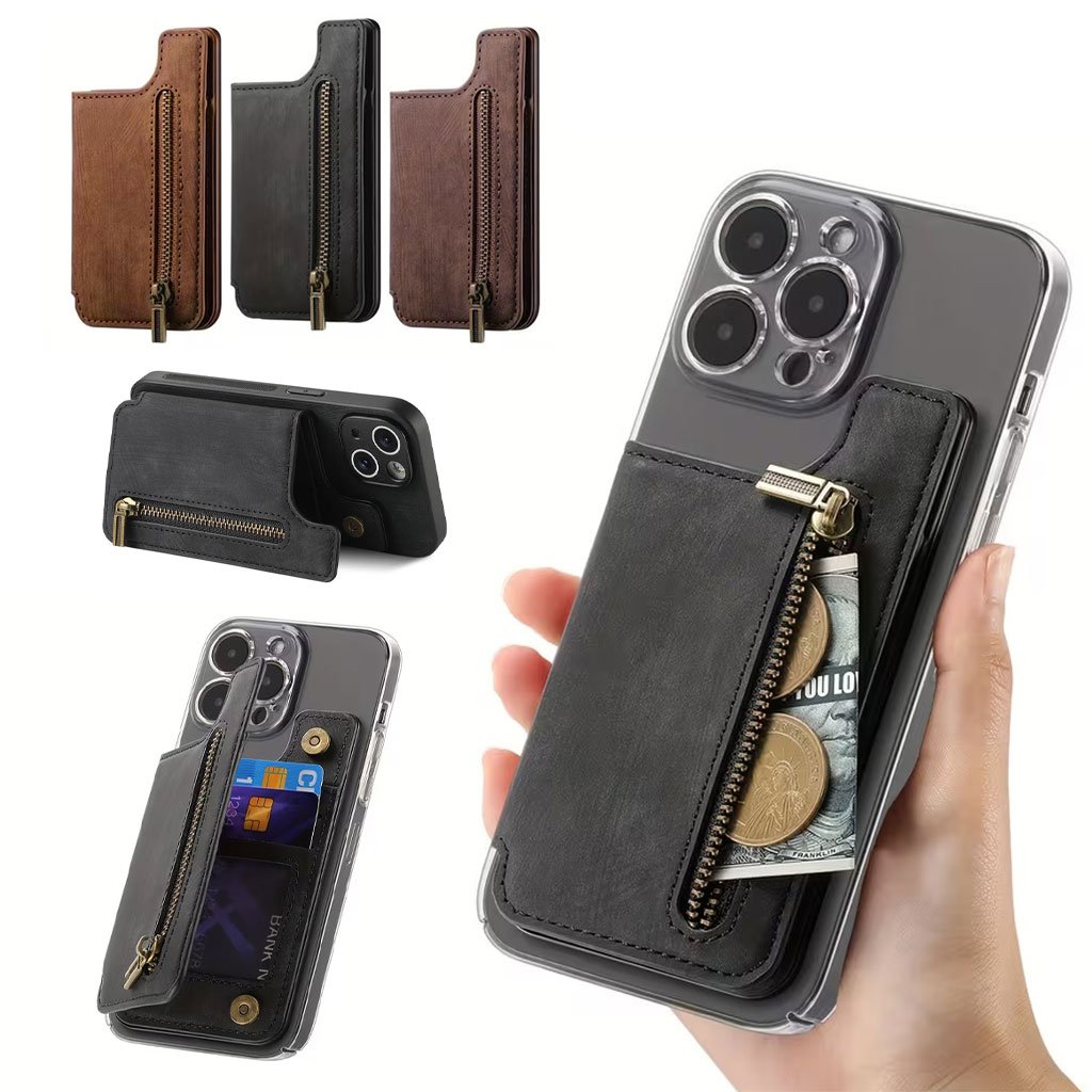 Money-Pocket-cnc-1-1.jpg Étui portefeuille zippé pour téléphone avec emplacement de cartes – محفظة نقود وبطاقات - الصورة 1