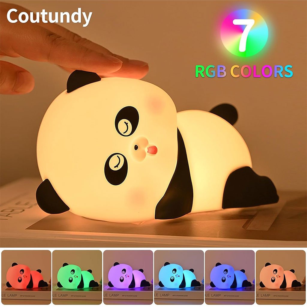 Panda-Huhu-4-2.jpg Veilleuse en forme de panda mignon pour enfants 7 couleurs - الصورة 1