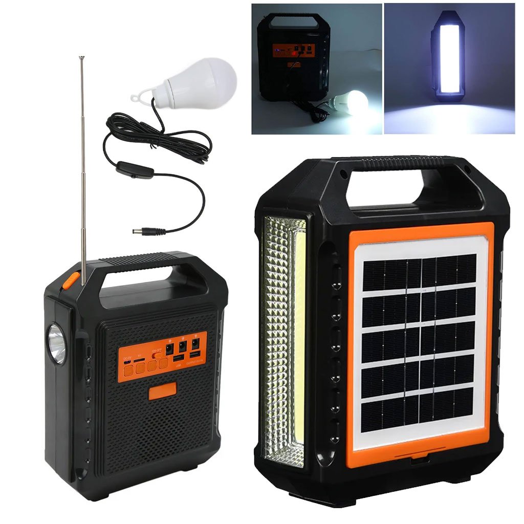 SY-158-CNC-1.jpg Haut-parleur Bluetooth à énergie solaire avec panneau et lampe – مكبر صوت مع لوحة شحن بالطاقة الشمسية - الصورة 1