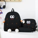Ensemble de sacs d’école Kawai pour adolescents 3Pcs Language Noir – محفظة 3 قطع كاواي أسود