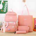 Ensemble de sacs d’école Kawai pour adolescents 4Pcs CLBD V1 Rose – محفظة 4 قطع كاواي وردي