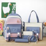 Ensemble de sacs d’école Kawai pour adolescents 5Pcs Guiyu V1 Bleu – محفظة 5 قطع كاواي أزرق